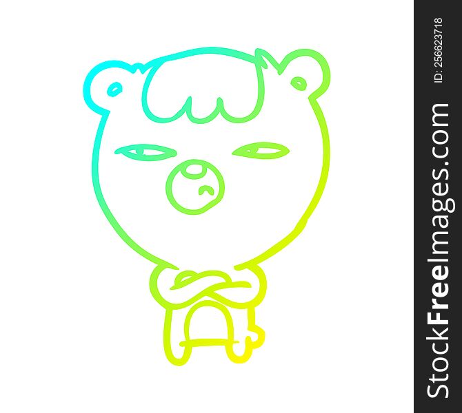 cold gradient line drawing annoyed bear with arms crossed