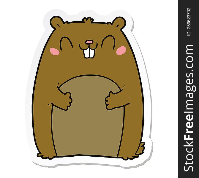 sticker of a cartoon happy gopher