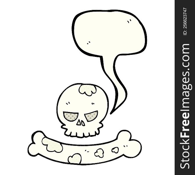 Comic Book Speech Bubble Cartoon Skull And Bone Symbol