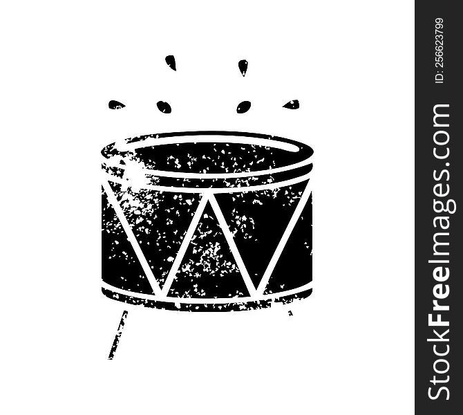 distressed symbol of a drum. distressed symbol of a drum