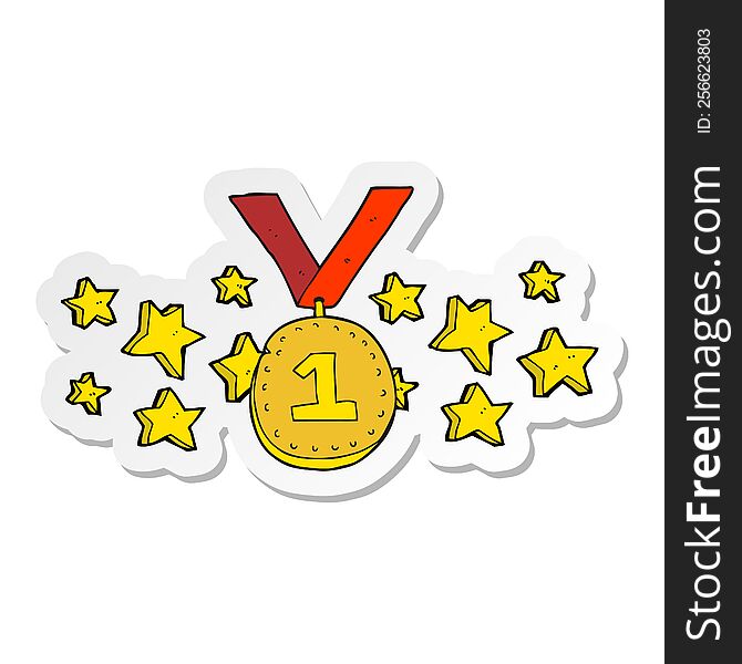 sticker of a cartoon first place medal