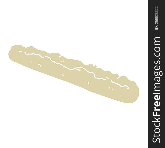 flat color illustration of a cartoon baguette