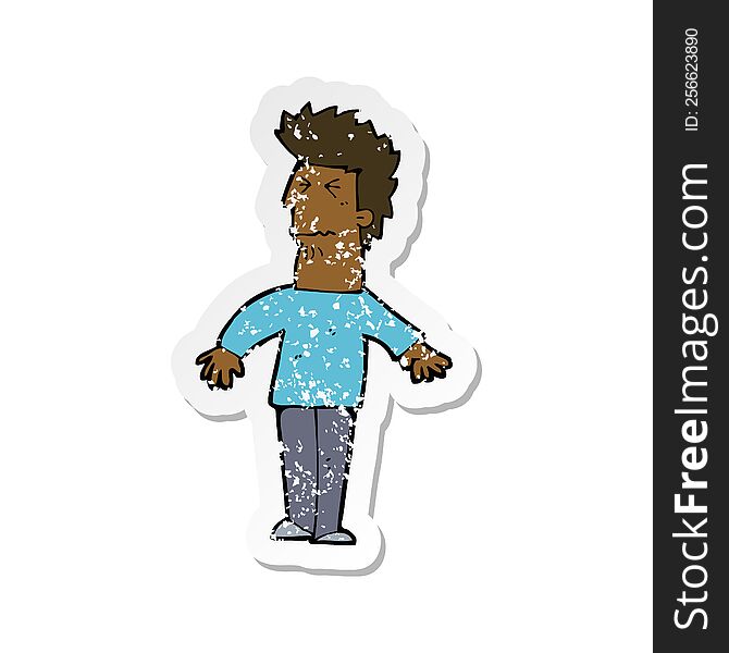 Retro Distressed Sticker Of A Cartoon Stressed Man
