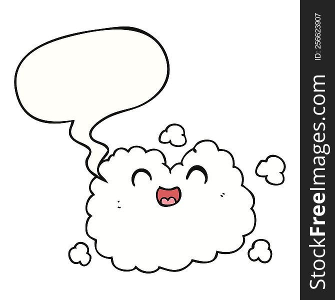 Cartoon Happy Smoke Cloud And Speech Bubble