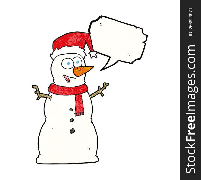 freehand speech bubble textured cartoon snowman