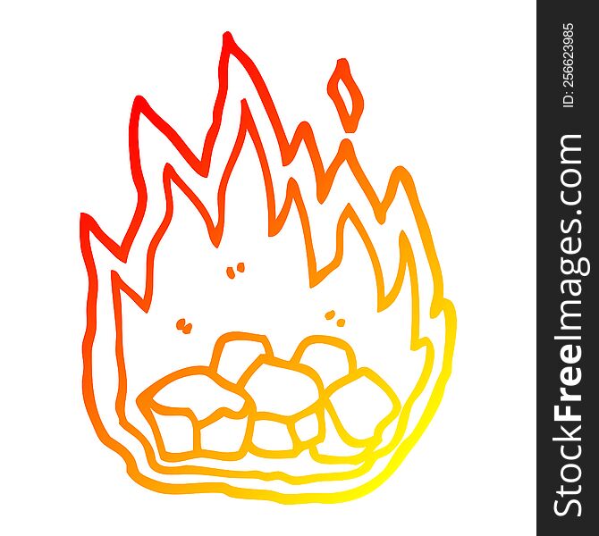 Warm Gradient Line Drawing Cartoon Burning Coals