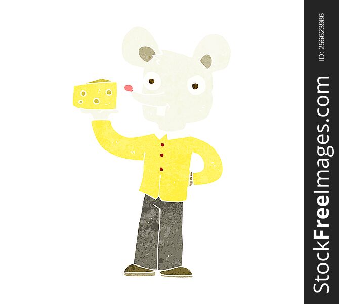 Cartoon Mouse Holding Cheese