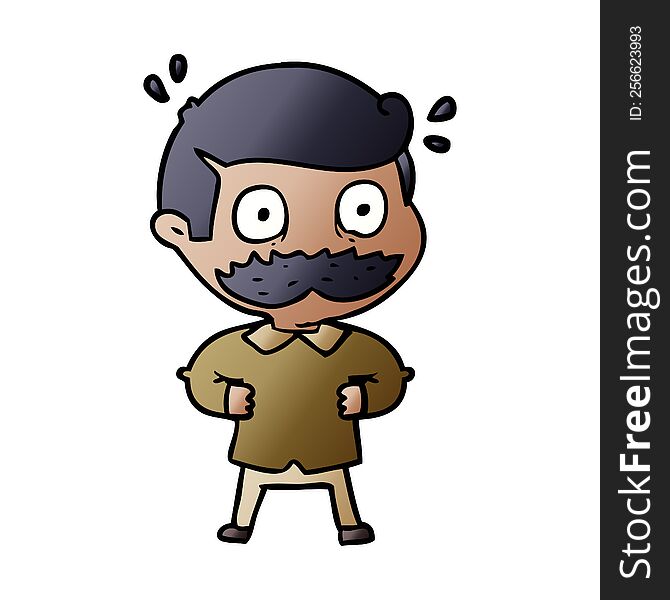 cartoon man with mustache shocked. cartoon man with mustache shocked