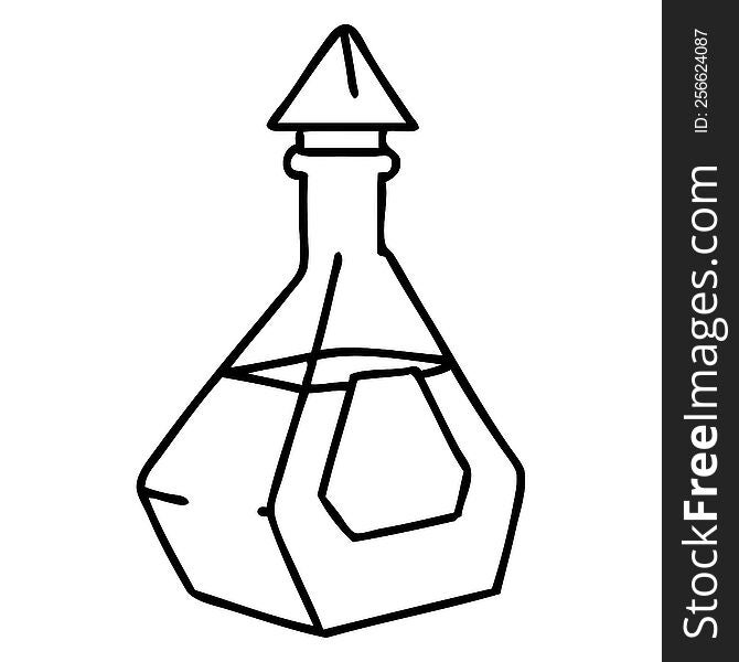 line doodle of a magic potion in a fancy bottle. line doodle of a magic potion in a fancy bottle