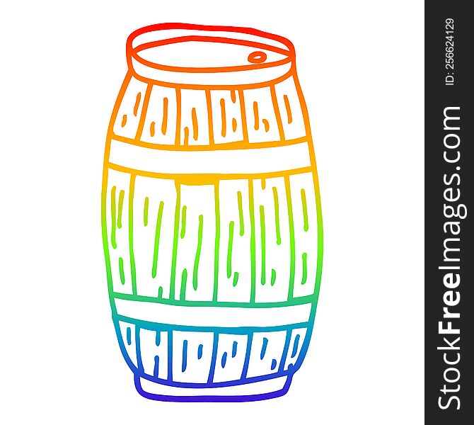 rainbow gradient line drawing of a cartoon barrel