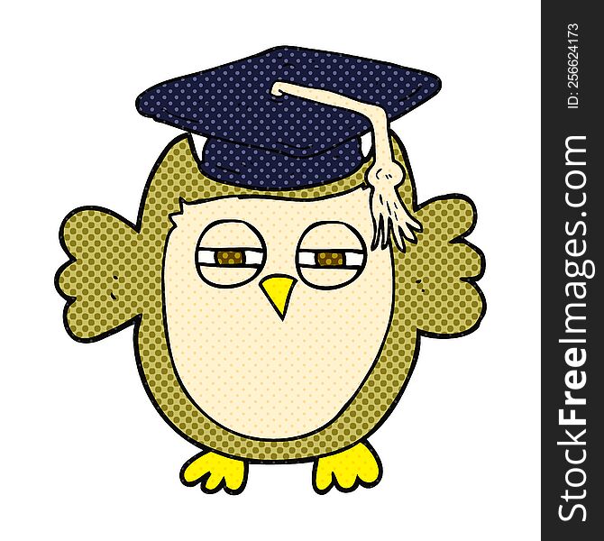 freehand drawn cartoon clever owl