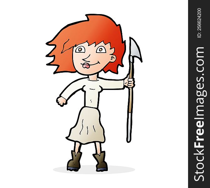 cartoon woman with spear