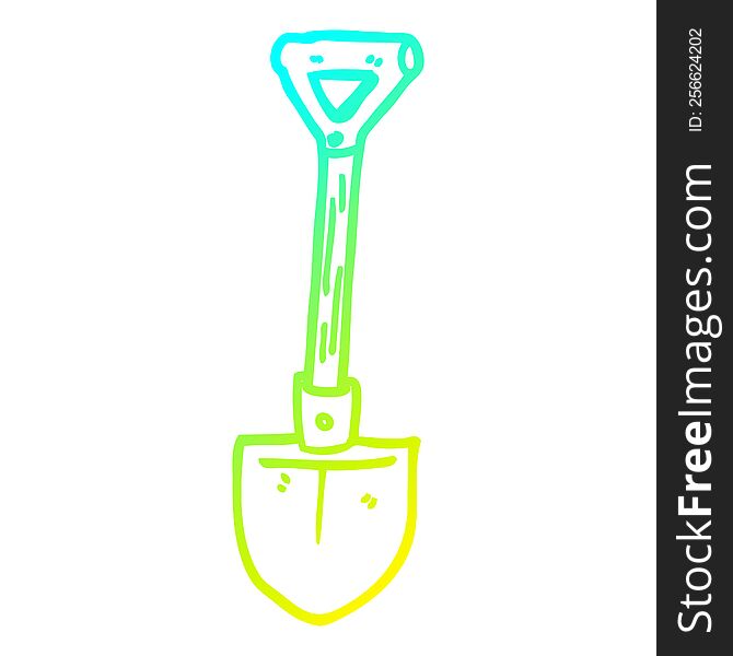 cold gradient line drawing of a cartoon builders spade