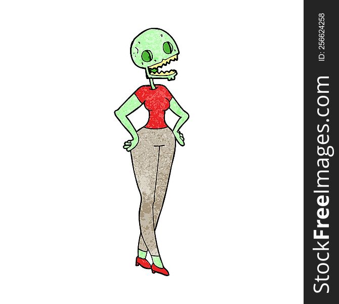 Textured Cartoon Zombie Woman