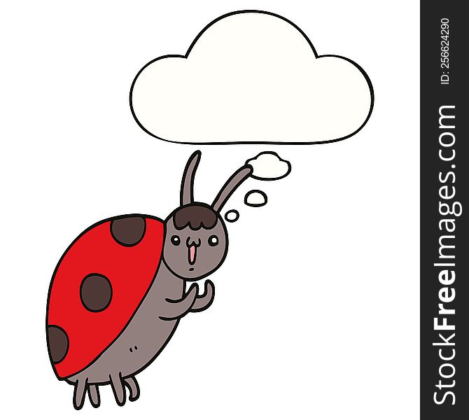 cute cartoon ladybug with thought bubble. cute cartoon ladybug with thought bubble