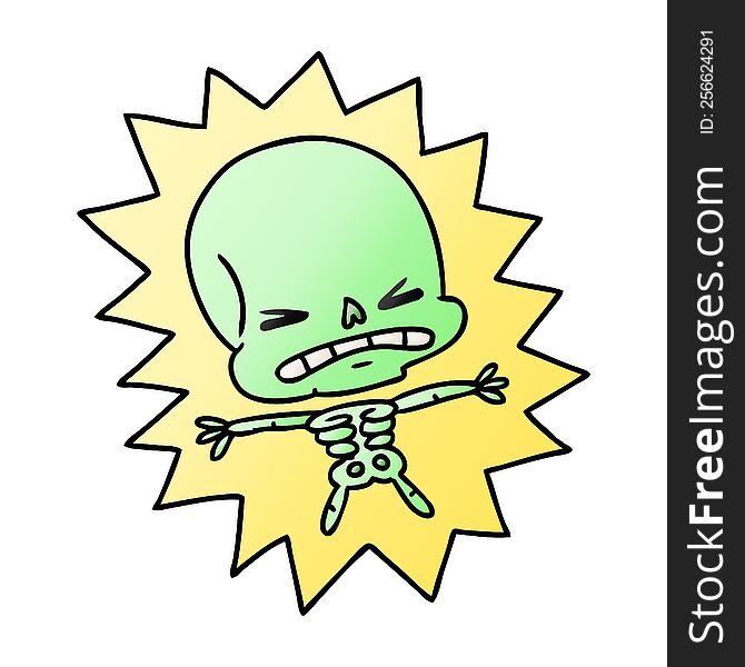 Gradient Cartoon Of A Scary Skeleton