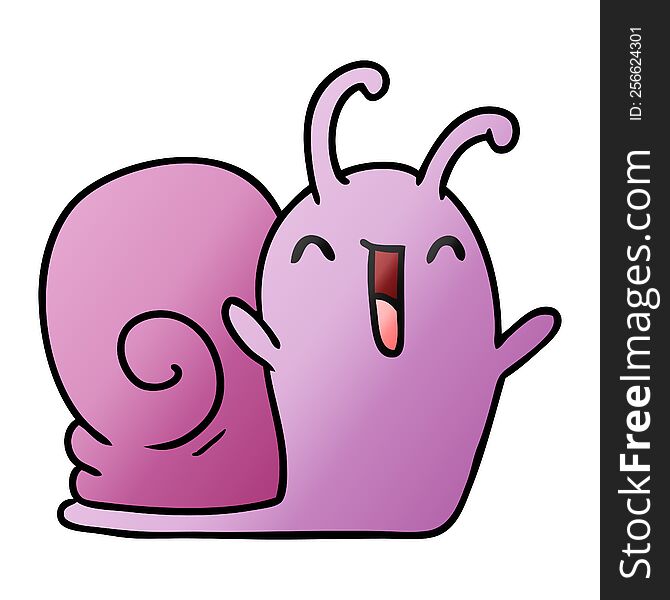 gradient cartoon illustration kawaii happy cute snail. gradient cartoon illustration kawaii happy cute snail