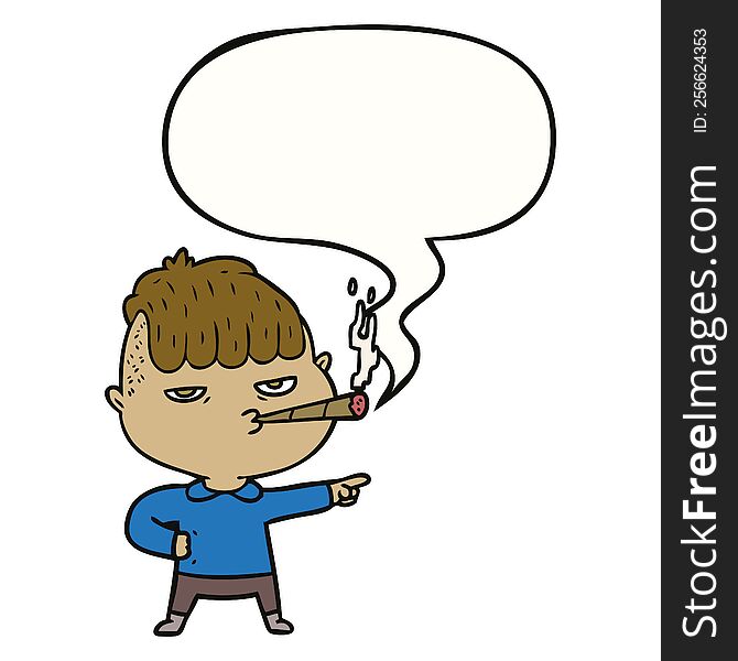 Cartoon Man Smoking And Speech Bubble