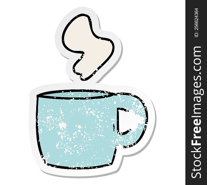 Distressed Sticker Cartoon Doodle Of A Steaming Hot Drink