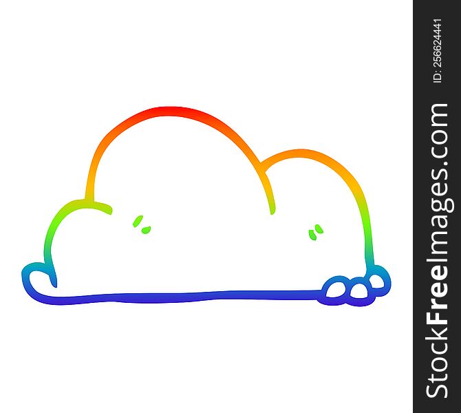 rainbow gradient line drawing of a cartoon boulder