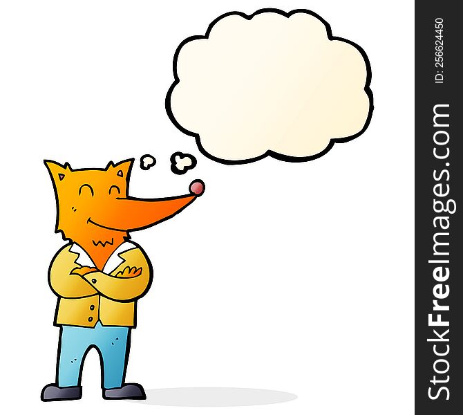 Cartoon Fox In Shirt With Thought Bubble