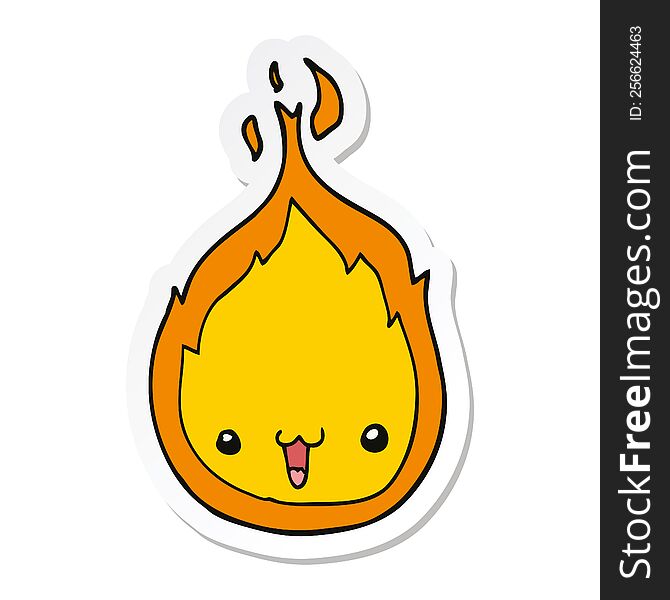 Sticker Of A Cute Cartoon Flame