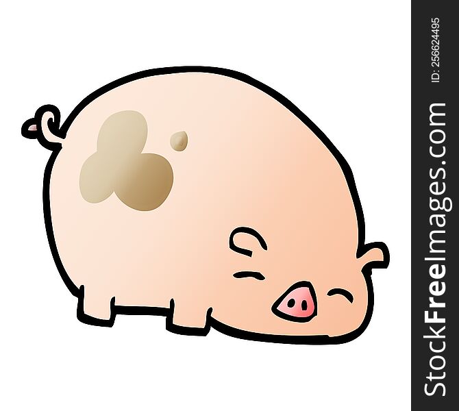 Vector Gradient Illustration Cartoon Pig
