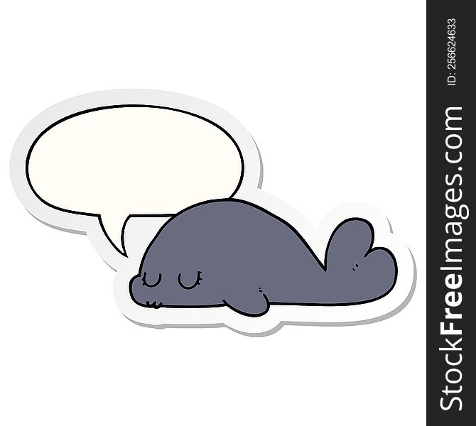 Cute Cartoon Seal And Speech Bubble Sticker