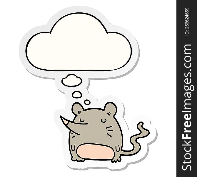 Cartoon Mouse And Thought Bubble As A Printed Sticker