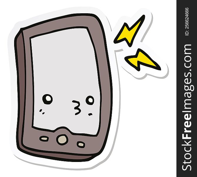 sticker of a cartoon mobile phone