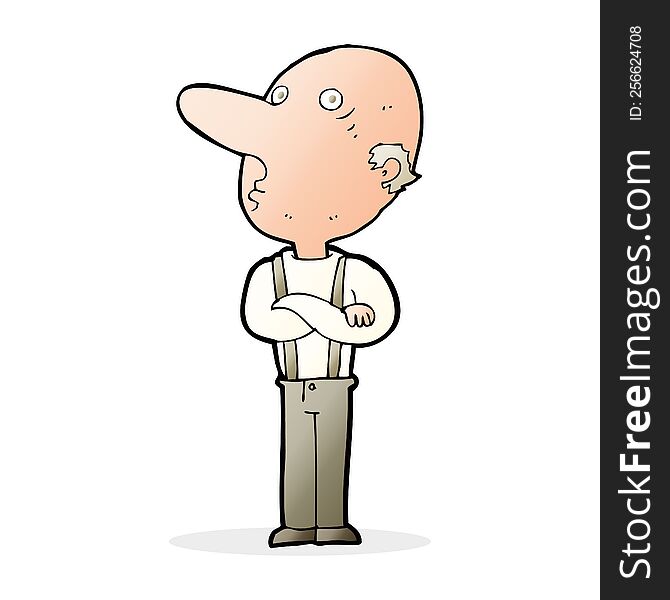 cartoon old man with folded arms