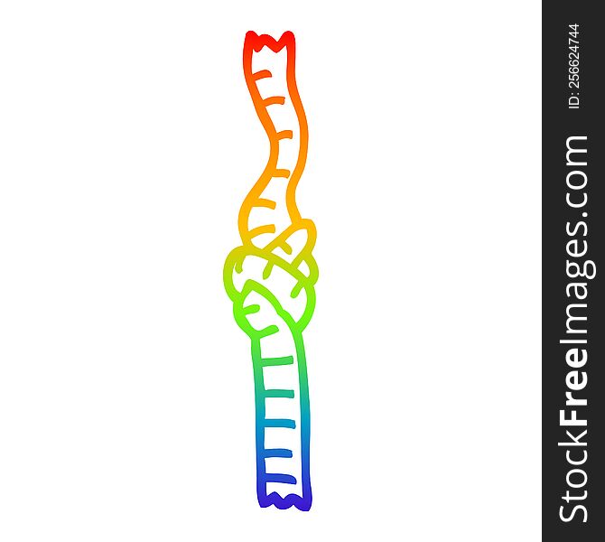 rainbow gradient line drawing of a cartoon knotted rope