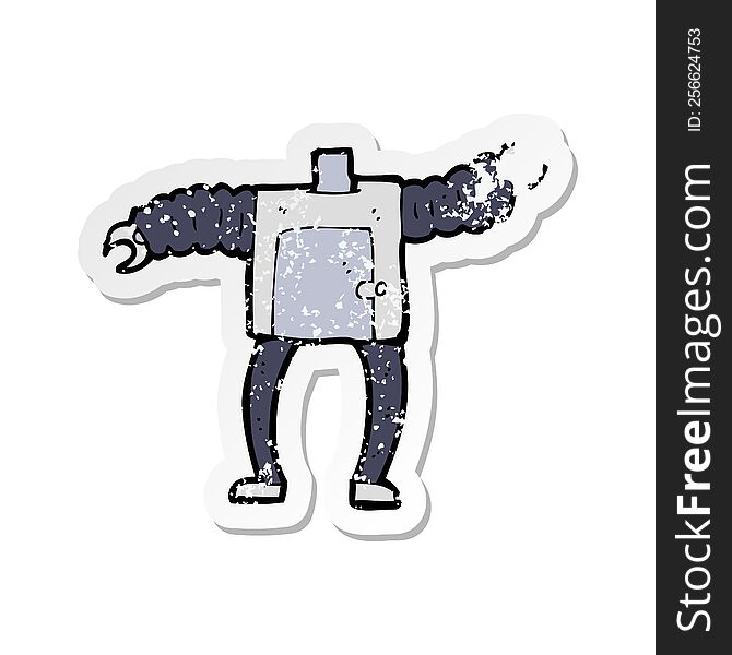 Retro Distressed Sticker Of A Cartoon Robot Body