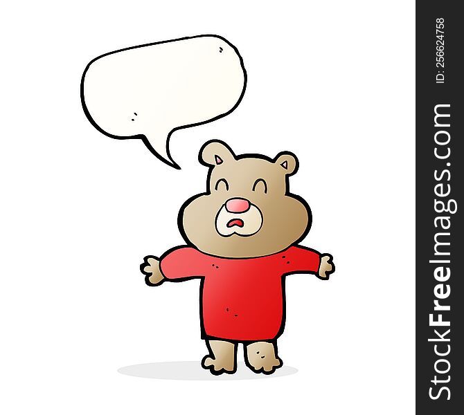 cartoon unhappy bear  with speech bubble