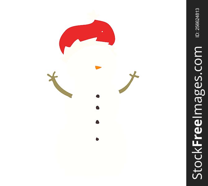 Flat Color Style Cartoon Snowman