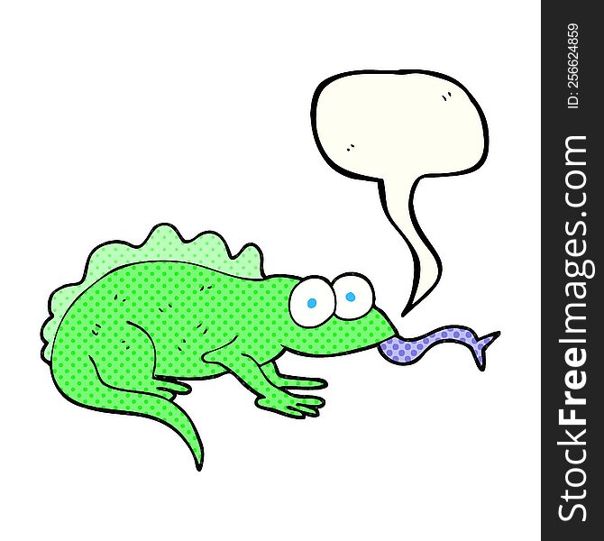 freehand drawn comic book speech bubble cartoon lizard