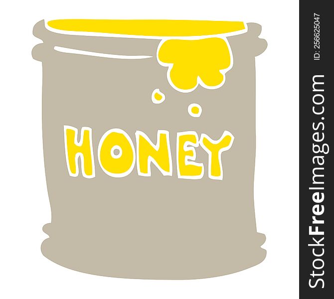 Flat Color Illustration Of A Cartoon Honey Pot