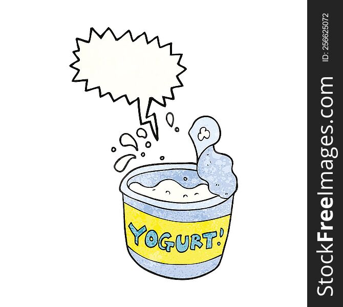 freehand speech bubble textured cartoon yogurt