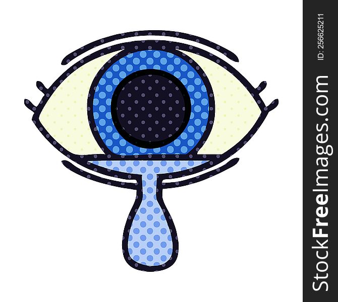 comic book style cartoon of a crying eye