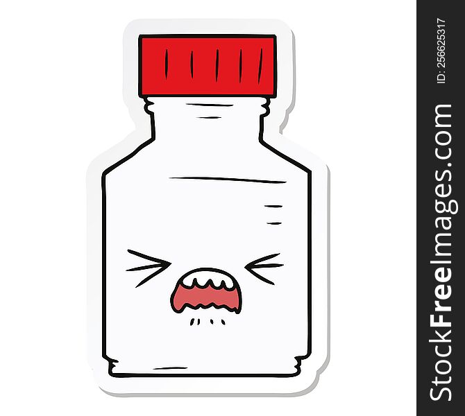 sticker of a cartoon pill jar
