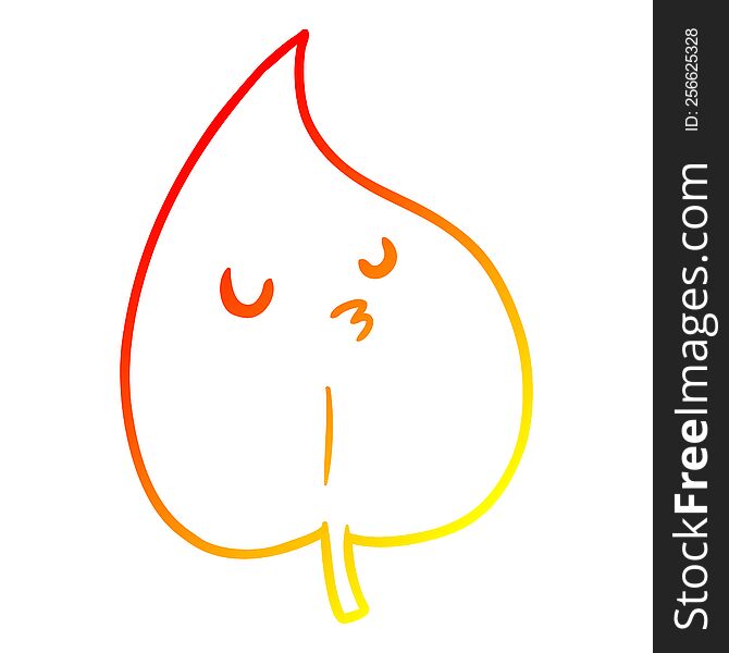 warm gradient line drawing of a cartoon autumn leaf