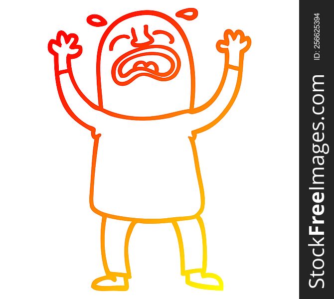 warm gradient line drawing of a cartoon crying man