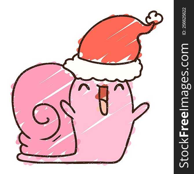 Christmas Snail Chalk Drawing