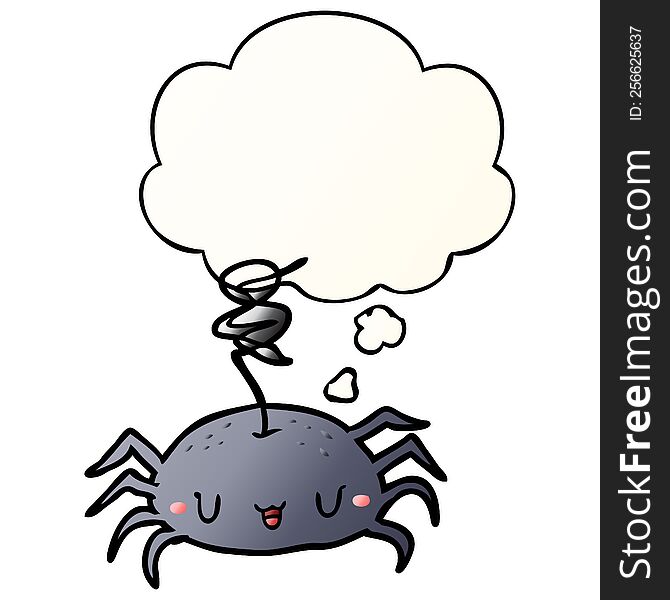 Cartoon Spider And Thought Bubble In Smooth Gradient Style