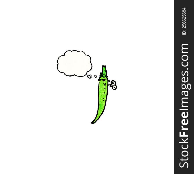 cartoon chili pepper with thought bubble