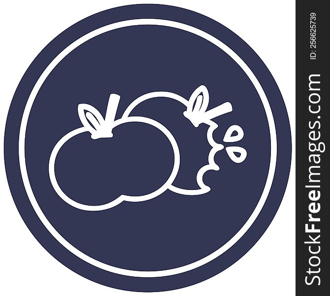 bitten apples circular icon symbol
