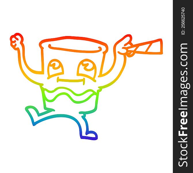 rainbow gradient line drawing of a cartoon whisky glass