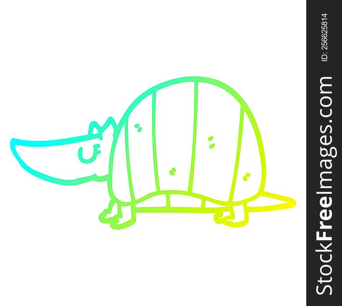 cold gradient line drawing of a cartoon armadillo
