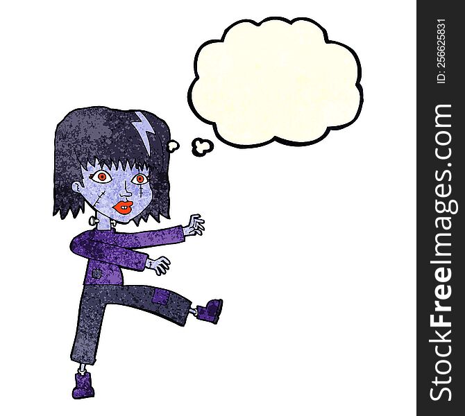 Cartoon Undead Girl With Thought Bubble