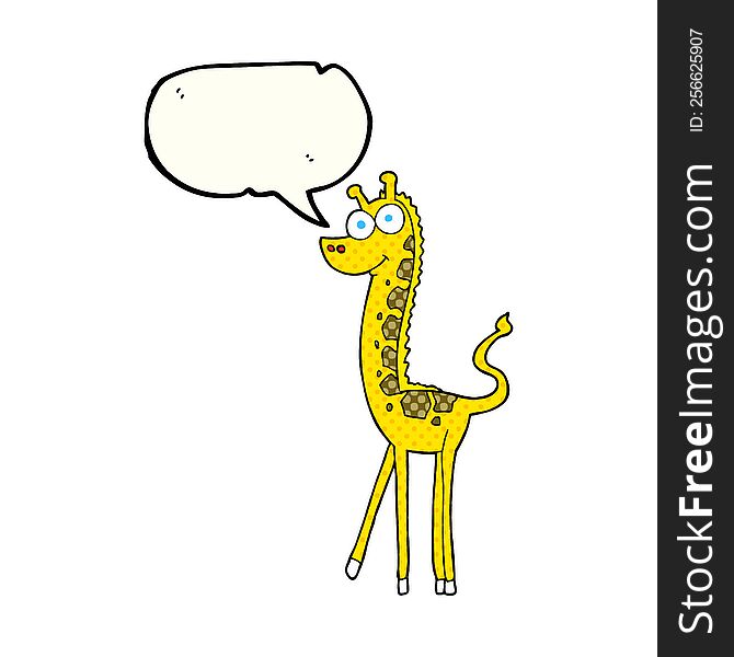 freehand drawn comic book speech bubble cartoon giraffe